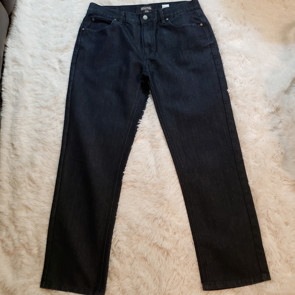 Michael Kors Blue Jeans Straight Leg Men Size 33x29 Tag (34x30) Dark Wash Denim.